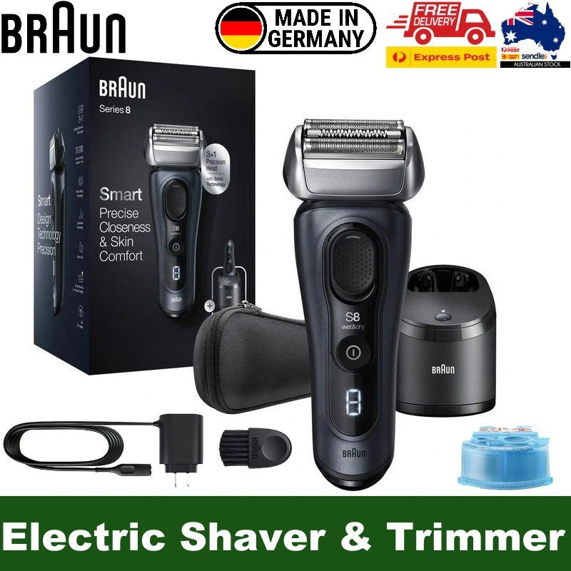 Braun Series 8 Wet & Dry 3 + 1 Head Electric Shaver & Precision Trimmer -Express