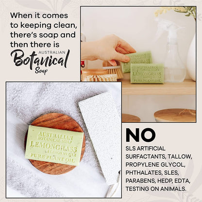 8 x 200g Australian Botanical Lemongrass Lemon Myrtle Body Gentle Wash Bar Soap