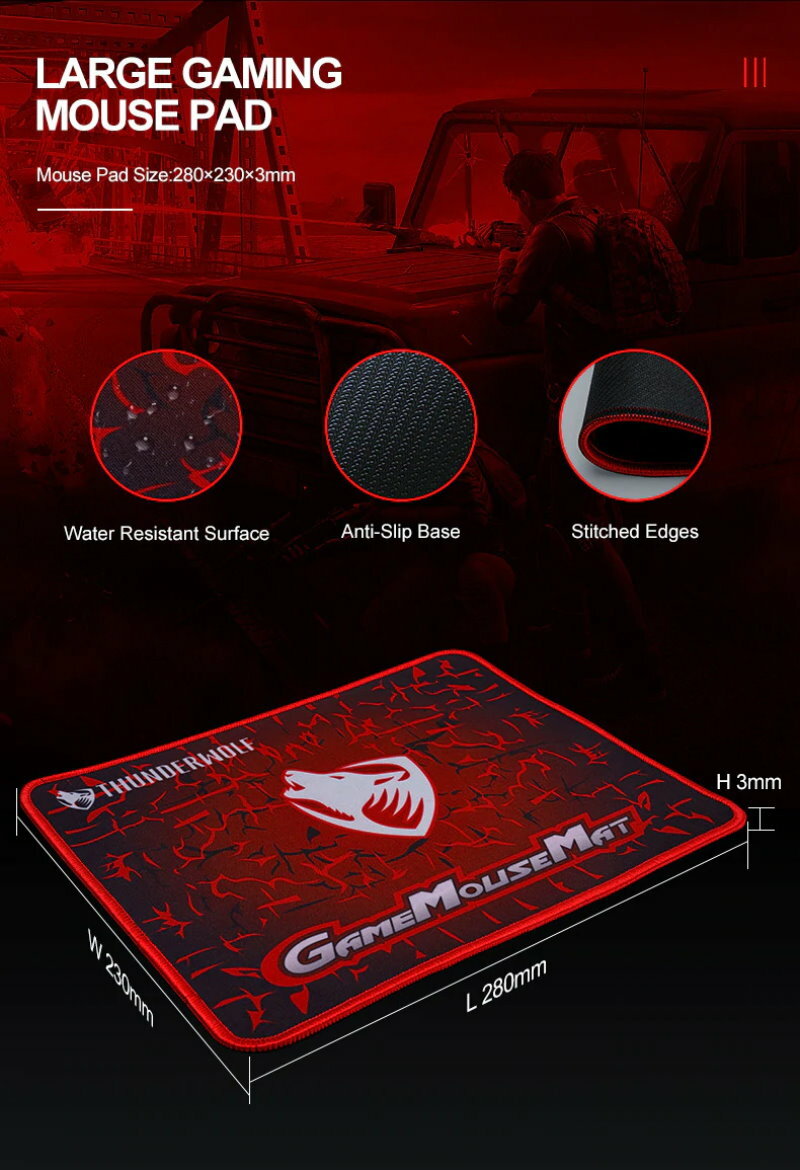 T-Wolf TF-400 4-in-1 Gaming Kit LED Backlit Gaming Keyboard Headset Mouse Pad