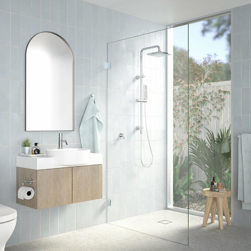 Clark CL10044.C3A Bathroom Square Rail Shower with Overhead - Chrome Faucet