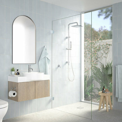 Clark CL10044.C3A Bathroom Square Rail Shower with Overhead - Chrome Faucet
