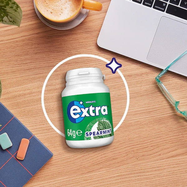 6 x 64g Bottle Wrigleys Extra Spearmint Sugarfree Chewing Gum Fresh Mint Breath