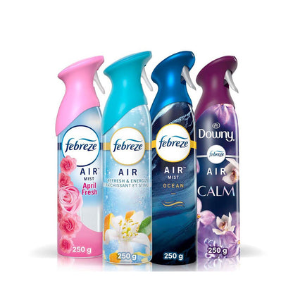 4 x Febreze Air Mist Effects Air Freshener Spray Luxe Ocen Downy Lavender April