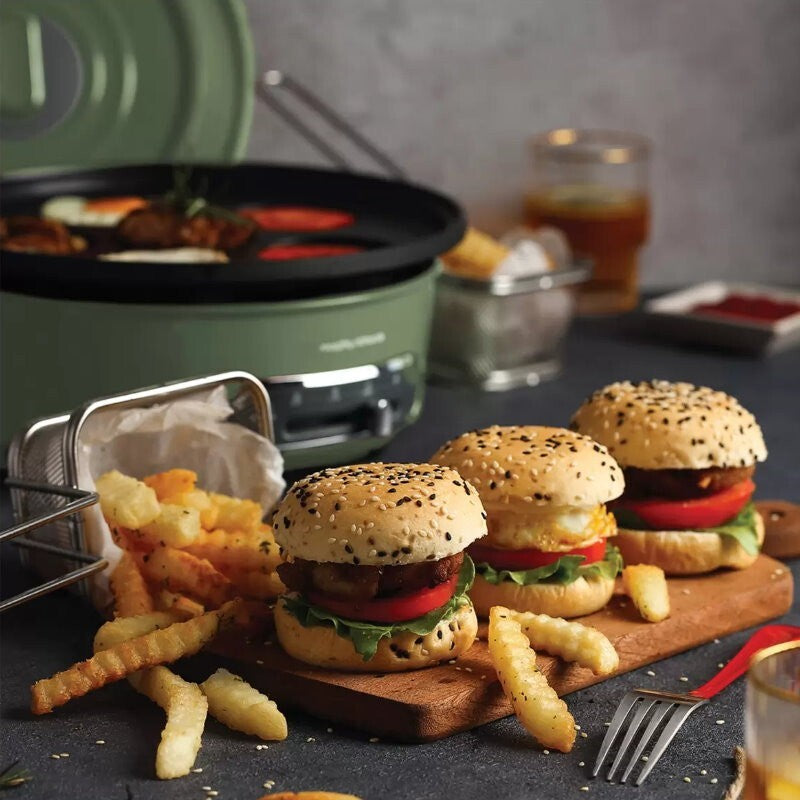 Morphy Richards Round Multi Function Grill Pan Electric Cooking Pot 1.8L Green