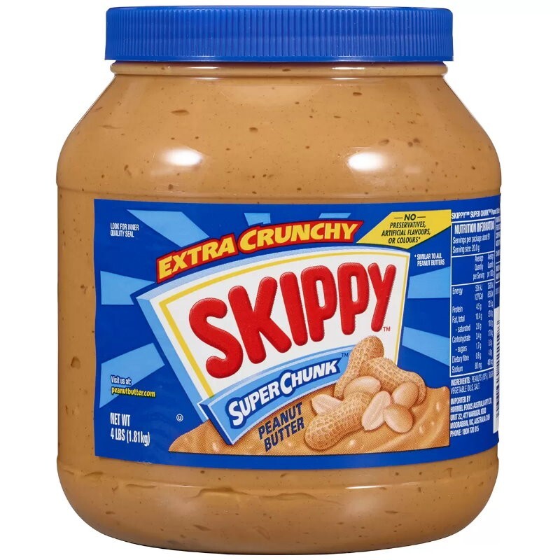 Skippy Creamy / Crunchy Peanut Butter 1.81kg - No Artificial Flavours or Colours