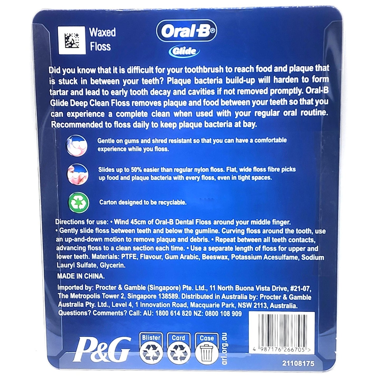 Oral-B 6 x 40m Glide Health Clinical Deep Clean Dental Floss Mint Kill Bacteria