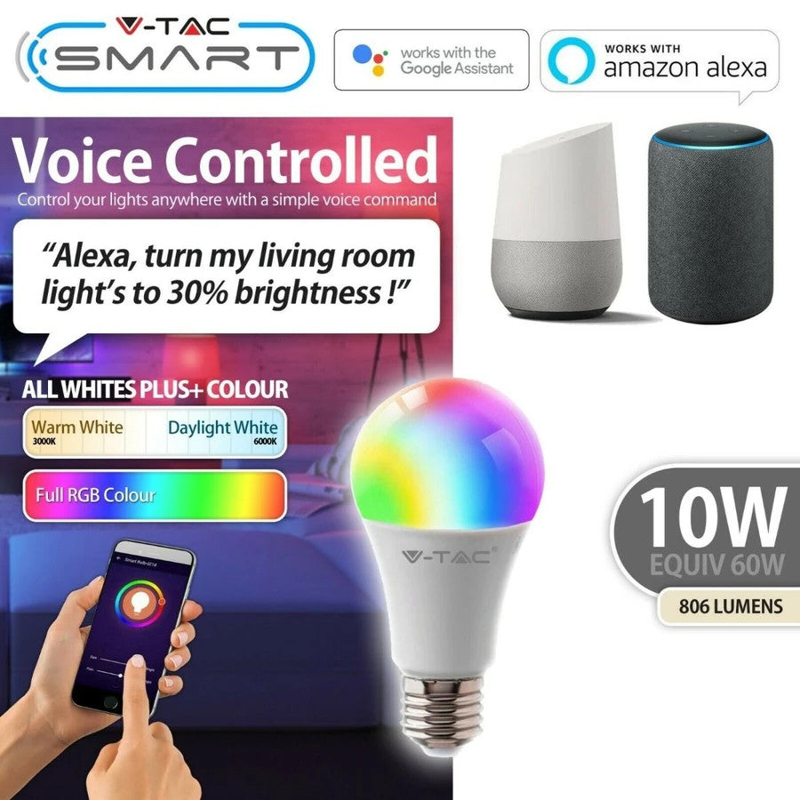 4 x RGB LED Smart App Light Bulb Lighting Dimmable Wifi Google Alexa E27 B22 10w