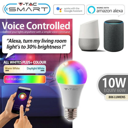 4 x RGB LED Smart App Light Bulb Lighting Dimmable Wifi Google Alexa E27 B22 10w