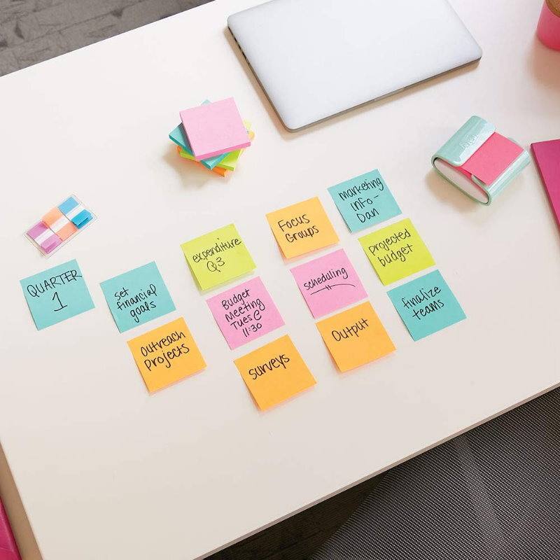 Post-It 3M Self-Stick Notes 3" x 3" Large 24 Pads (2400 Count) Assorted Colours