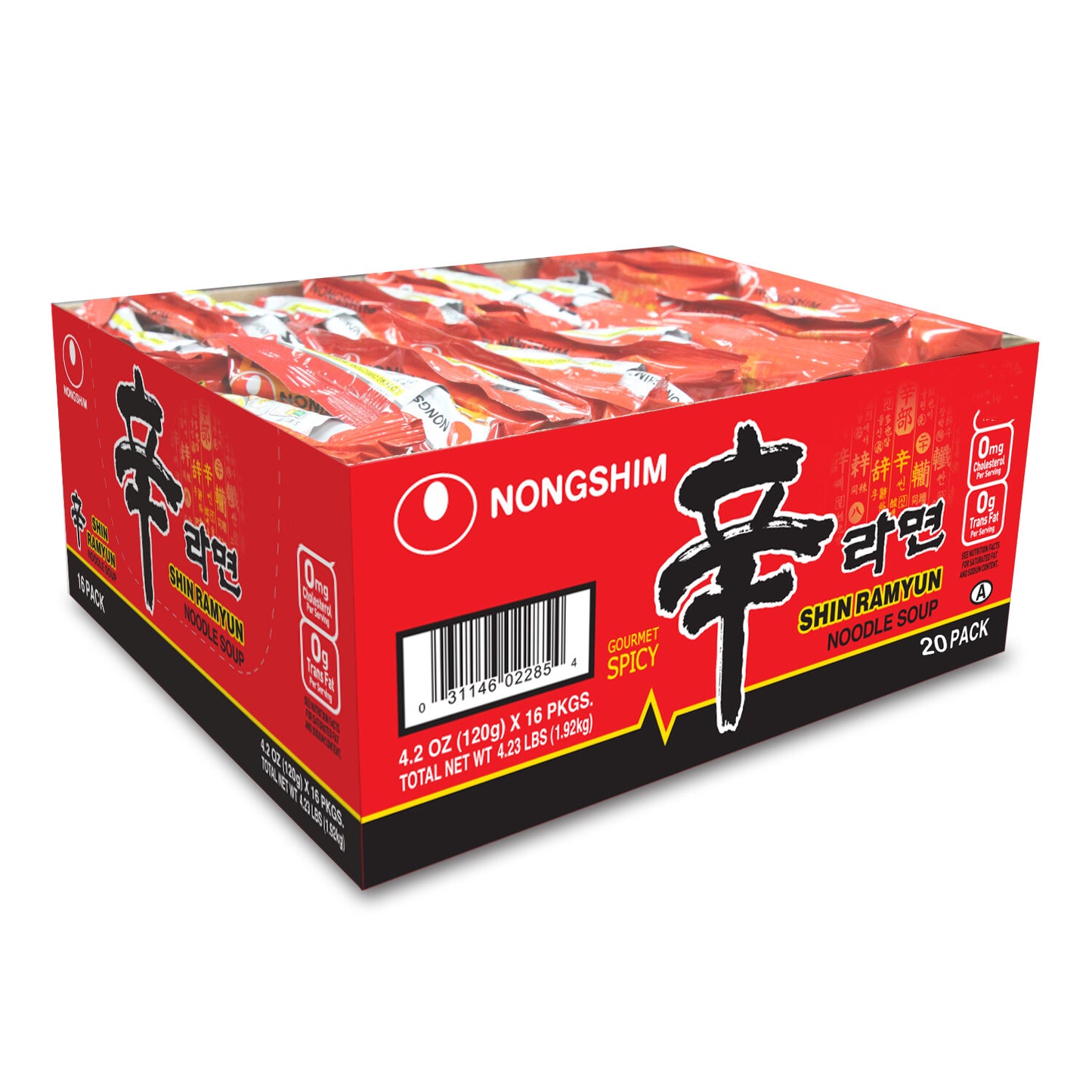 Nongshim Shin Ramyun Instant Noodle Soup Gourmet Spicy Noodle Box Bulk 20 x120g