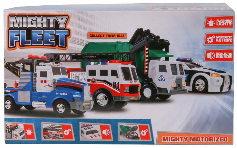Mighty Fleet Motorised Vehicle Garbage Truck Police Car Fire Engine Helicopter