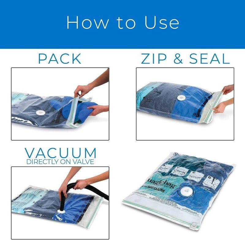 MagicBag 15-Pack Vacuum Compression Combo Set Storage Bags Reusable Waterproof