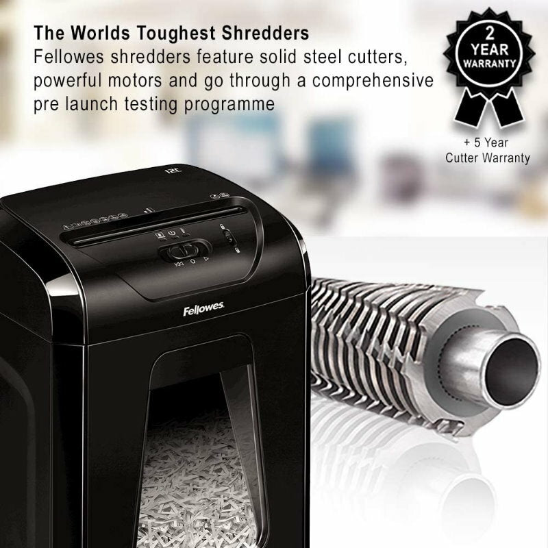 Fellowes Powershred 12C Commericial Cross-Cut Paper Shredder 19L 2mpm SafetyLock