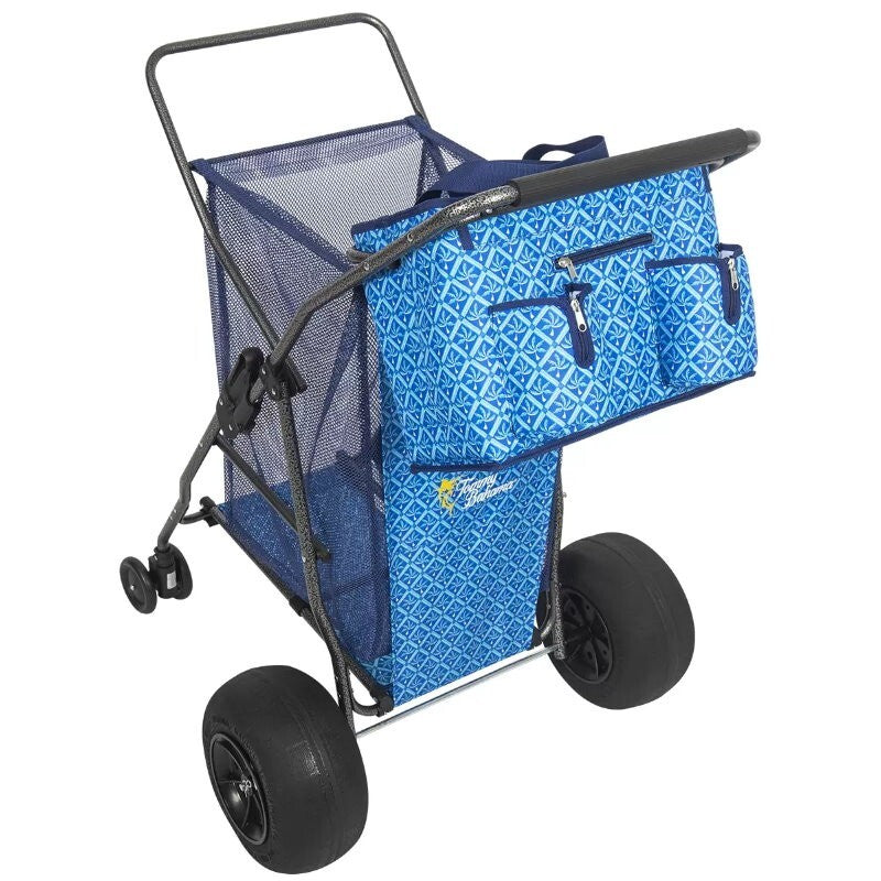 Tommy Bahama XL Wonder Wheeler Deluxe Folding Beach Cart - 45L Cooler, 4 Chairs