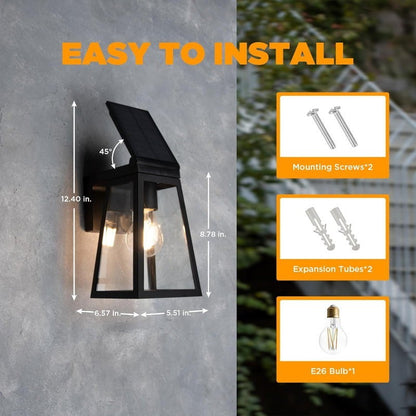 LUTEC 2-Pack Solar LED Coach Porch Light Aluminium Dusk to Dawn Wall Lights