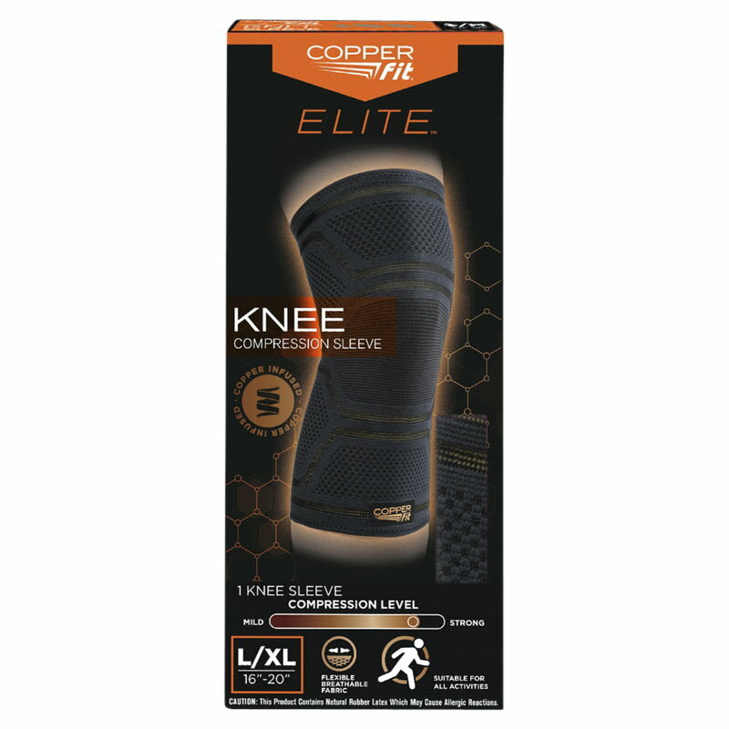 Copper Fit Elite Knee Compression Sleeve Knee Support Brace Size L/XL or S/M