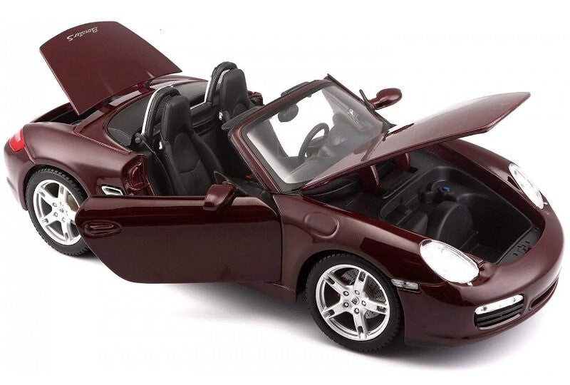 Maisto 1:18 Scale Special Edition Porsche Boxster S Die Cast Car Set Maroon
