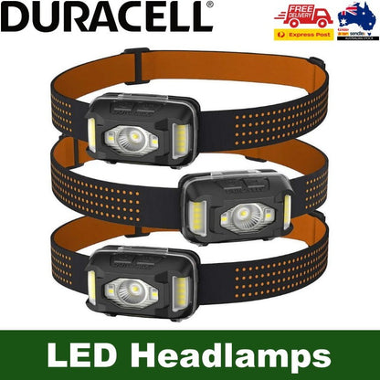 Duracell LED Headlamps 550 Lumens 9 Lighting Modes Waterproof IPX8, 220° Viewing