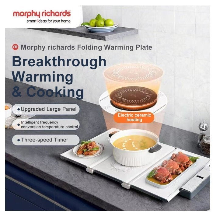 Morphy Richards 2-in-1 Electric Foldable Cooktop And Food Warmer with Hot Plate