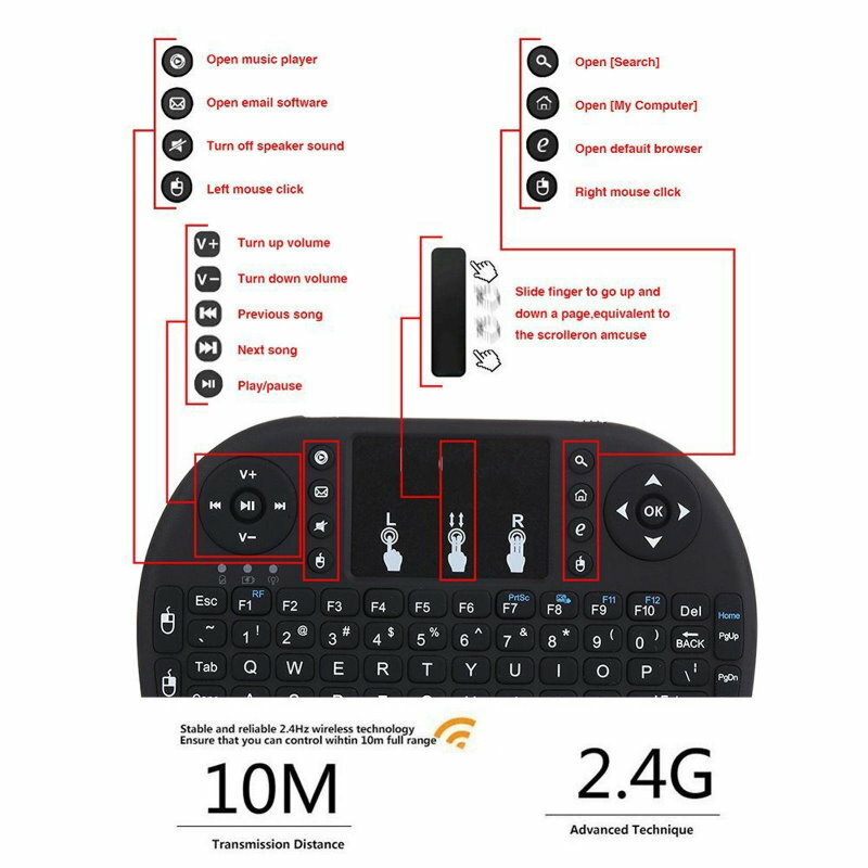 3 Colour LED Wireless Mini Keyboard Touchpad for Smart TV Android Box PC GAMES