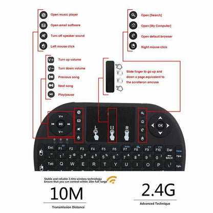3 Colour LED Wireless Mini Keyboard Touchpad for Smart TV Android Box PC GAMES