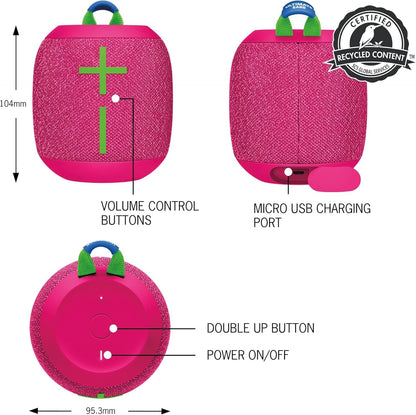Ultimate Ears Wonderboom 3 Portable Wireless Outdoor Bluetooth Speaker HyperPink