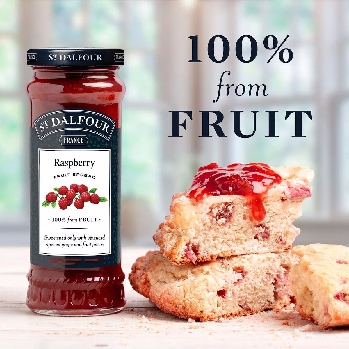 2 x 500g St Dalfour Raspberry 100% Fruit Bread Spread No Cane Sugar Vegan