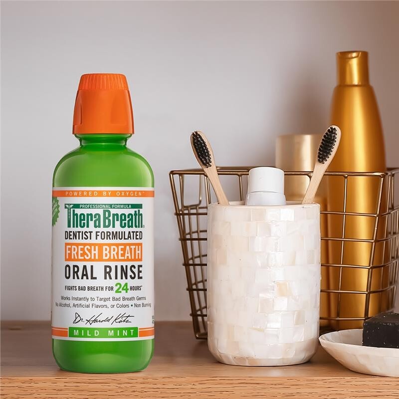 TheraBreath Mild Mint 1L Gentle Non-Burning Mouthwash Oral Rinse Freshen Breath
