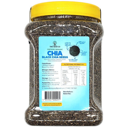1.6kg Black Chia Seeds Vegan Gluten GMO Free XSC Certified Organic Superfood