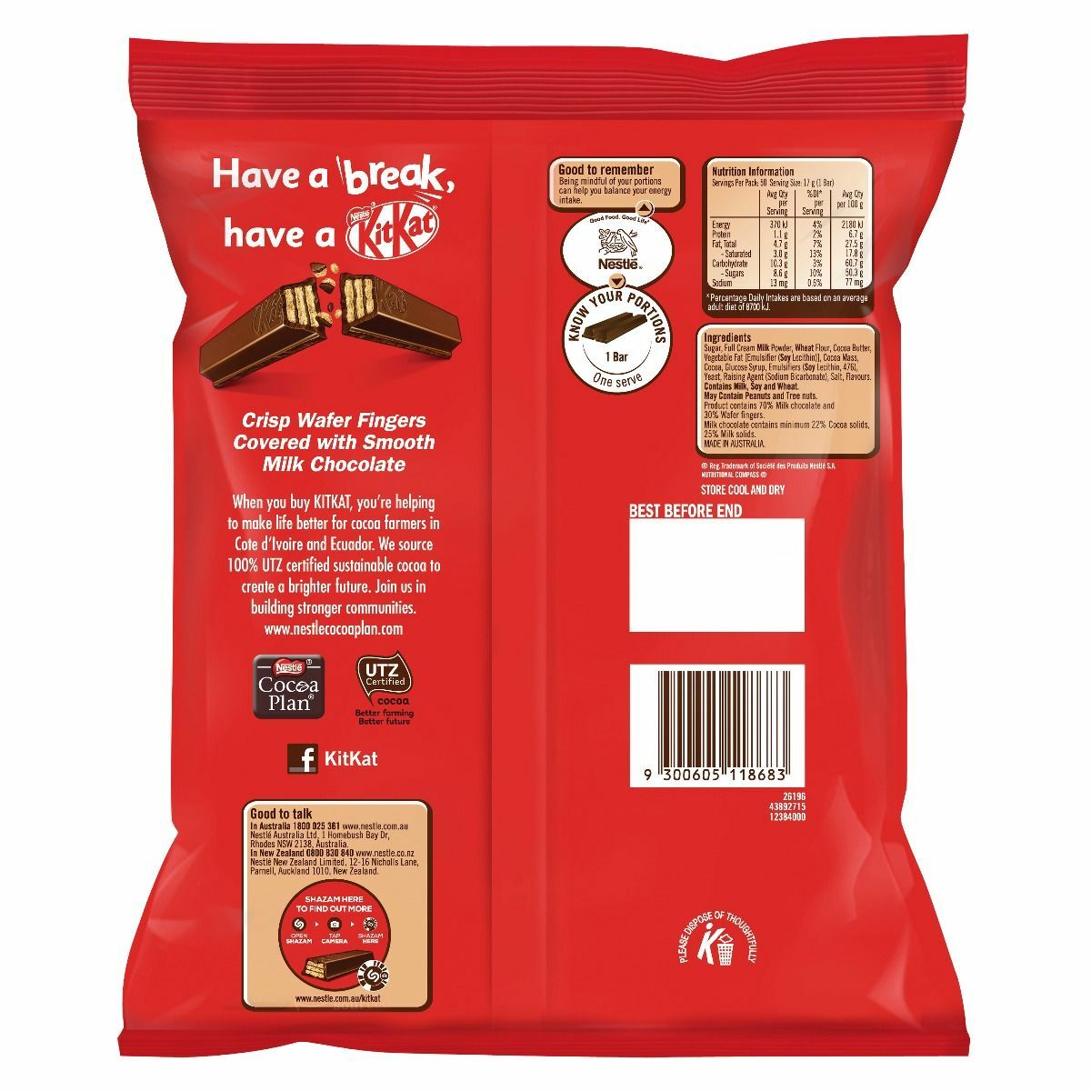 Nestle Kit Kat 700g Bag 50 x 14g Chocolate Bar Perfect For Party Sweet Tea Snack