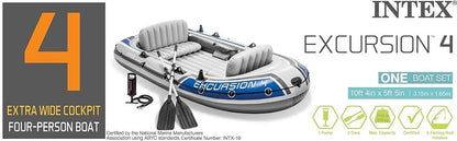 Intex 68324NP Excursion 4 Person Inflatable Rafting & Fishing Boat Set w/ 2 Oars