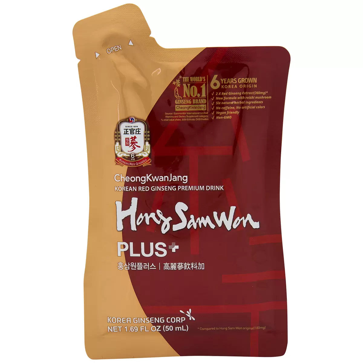 Hong Sam Won Plus Korean Red Ginseng Premium Herbal Health Energy Drink Tea 30pk