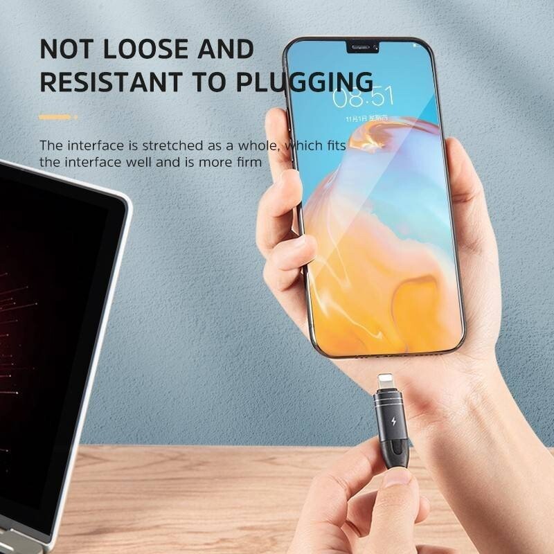 Kivee 4-in-1 Multi Fast Charging Cable USB-C 8 Pin to Type C USB Charging Cable