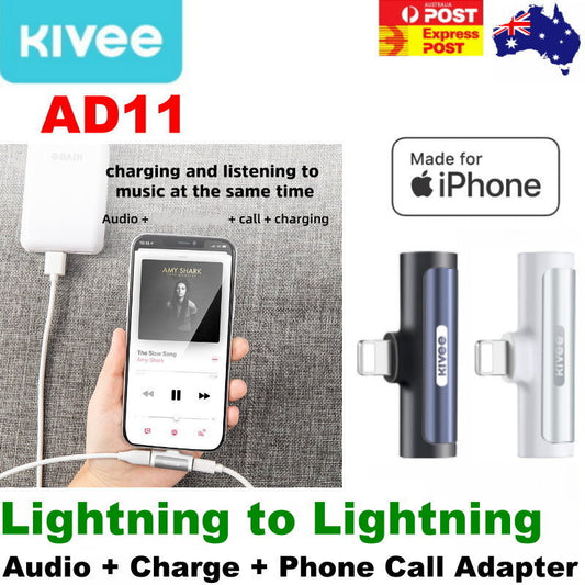 Kivee AD11 iPhone M to Dual iPhone F Charge Adapter for Charging, Audio, Calls