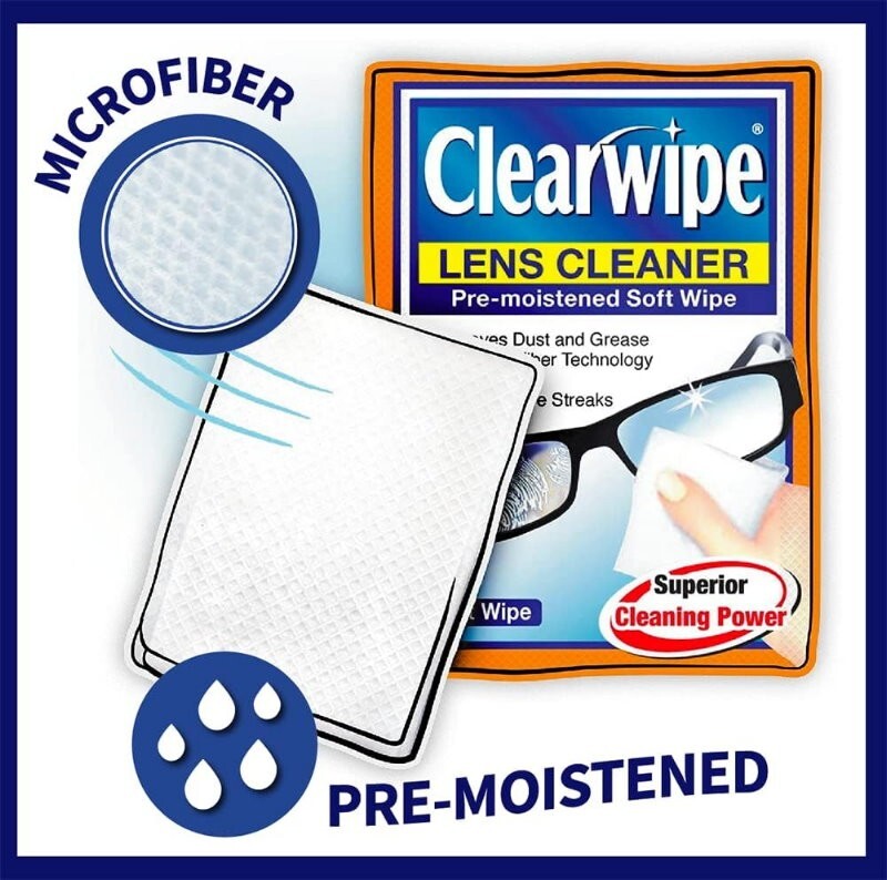 Clearwipe Lens Cleaner Wipes Streak-Free for Glasses, Screens, and Lenses