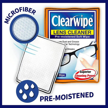Clearwipe Lens Cleaner Wipes Streak-Free for Glasses, Screens, and Lenses