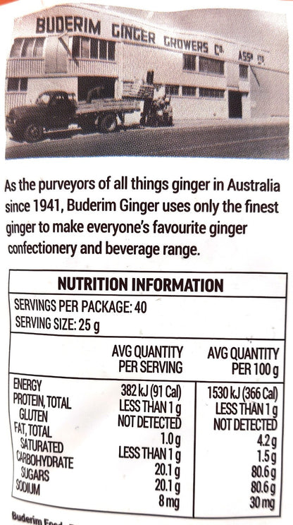 1kg Deliciously Uncrystallised Naked Ginger Vegan Gluten Free by Buderim Ginger
