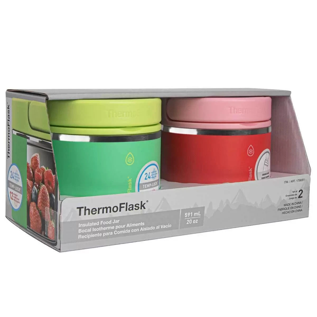 2x 590mL Thermoflask Insulated Kids Lunch Food Jar Double Vacuum Stainless Steel