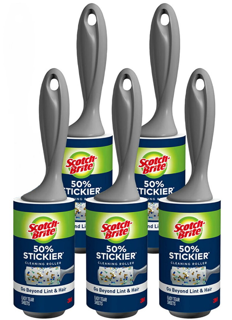 3M Scotch Brite 50% Stickier Lint Roller Dust Remover Up to 5 x 95 Sheets