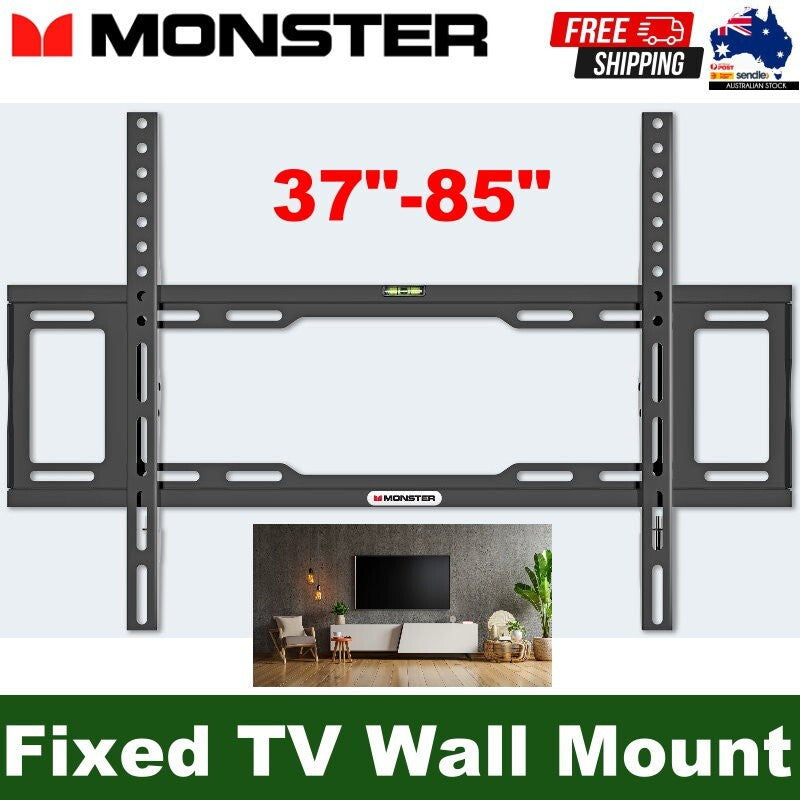 Monster Fixed TV Wall Mount Bracket For 37"-85" TVs Low Profile VESA 600x400mm