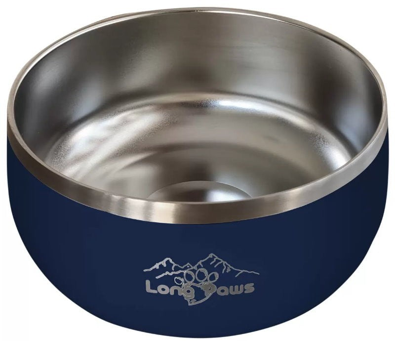 Long Paws Lunar Dog Bowls 1.8L Stainless Double-Wall Metal for Food & Water