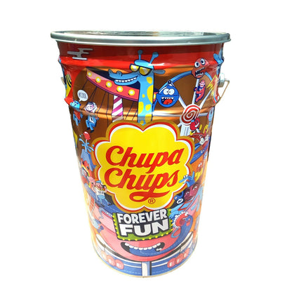 Chupa Chups Collectible Tin Storage Bucket with Lid & Handle Kids Toy Store Box