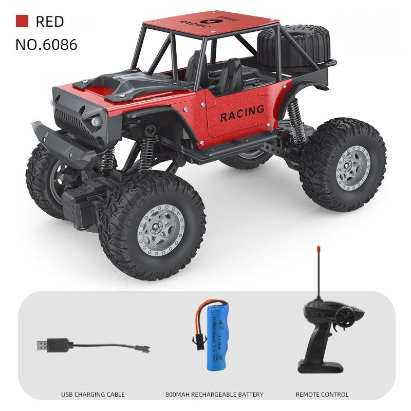 MGRC RTR 1/18 Scale 2.4G RWD RC Off-Road Car 2WD High Speed w/ LED Lights, Alloy