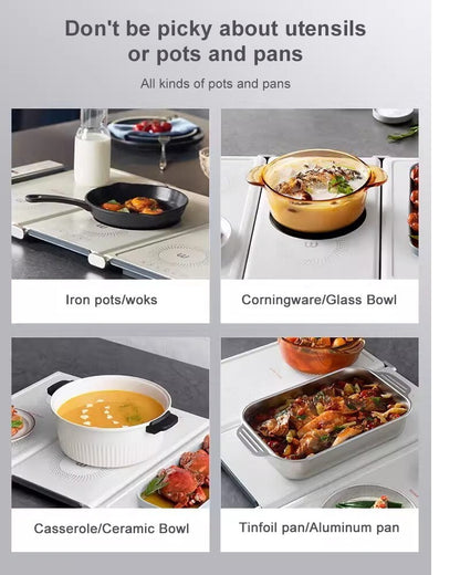 Morphy Richards 2-in-1 Electric Foldable Cooktop And Food Warmer with Hot Plate