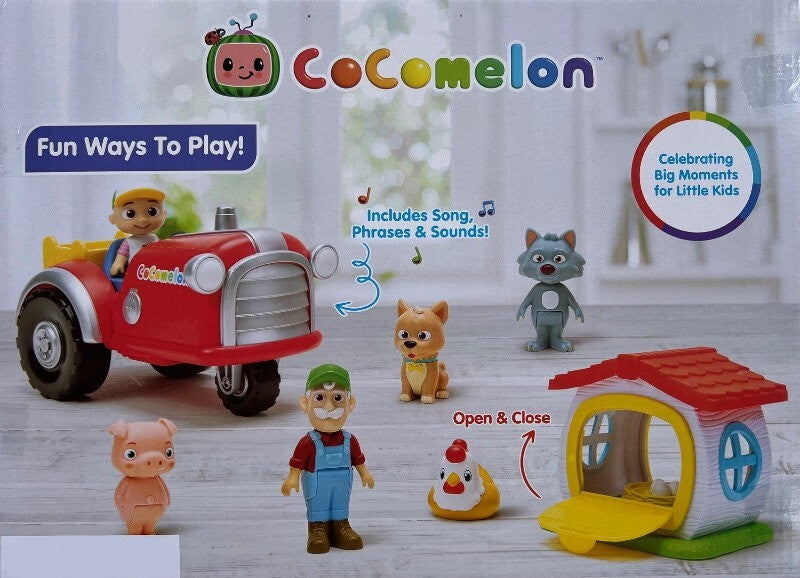 CoComelon 8 Pieces Barnyard Fun With JJ Playset Musical Tractor with Sounds