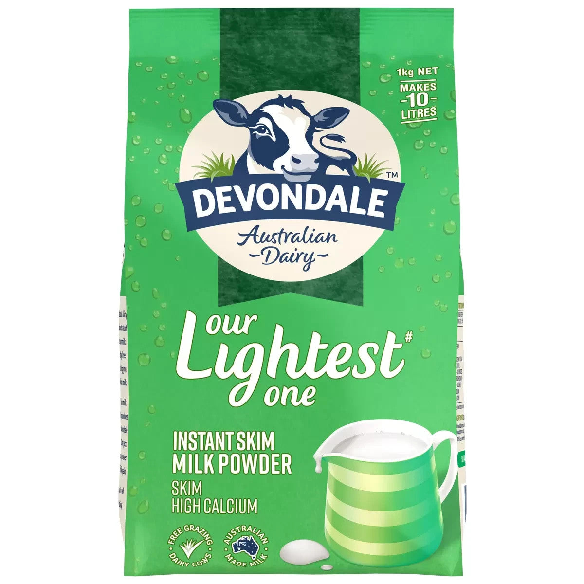Devondale Australian Dairy Light Instant Skim Milk Powder 1kg Pouch High Calcium