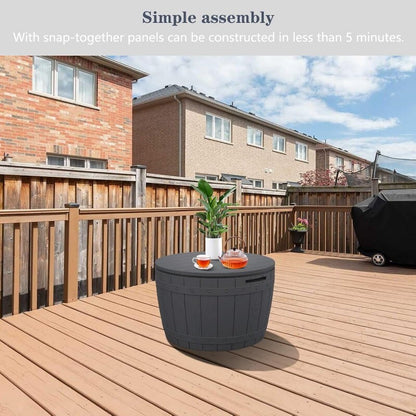 Hello Outdoors 3-in-1 Portable Outdoor Garden Storage Box Chest Seat Patio Table