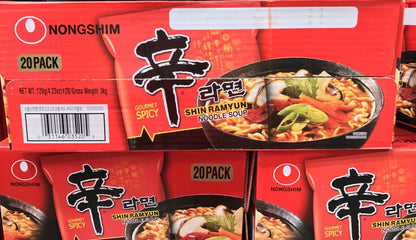 Nongshim Shin Ramyun Instant Noodle Soup Gourmet Spicy Noodle Box Bulk 20 x120g