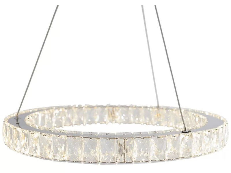Artika Glass Crystal Halo LED Integrated Pendant Fixture Ring Light