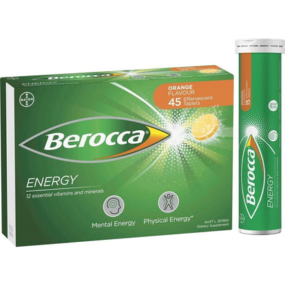 Berocca Energy Orange 12 Essential Minerals Vitamins 45 Effervescent Tablets
